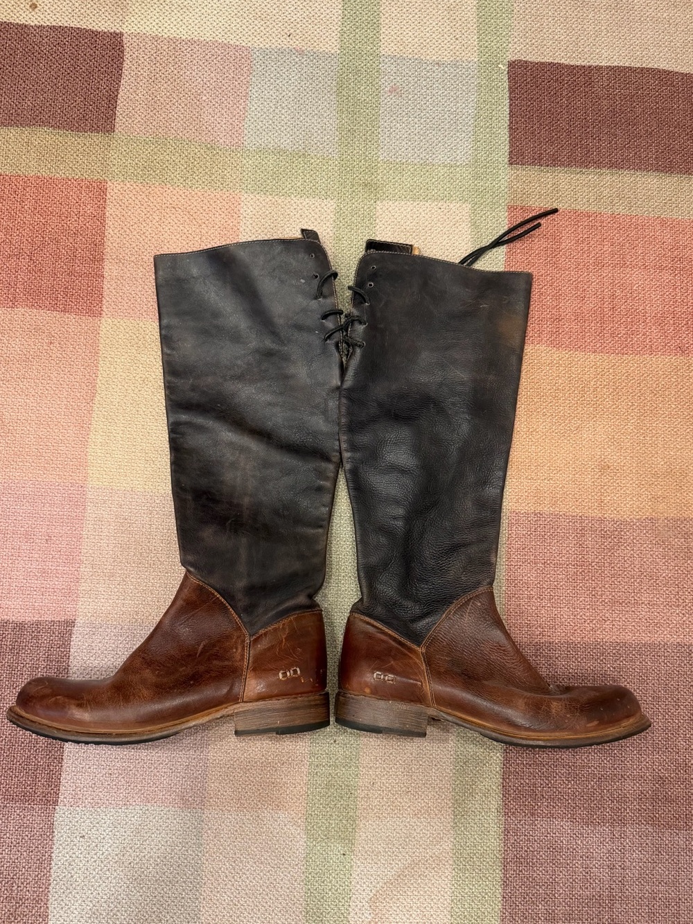 BED|STU Two-Tone Brown and Black Leather Riding Boots